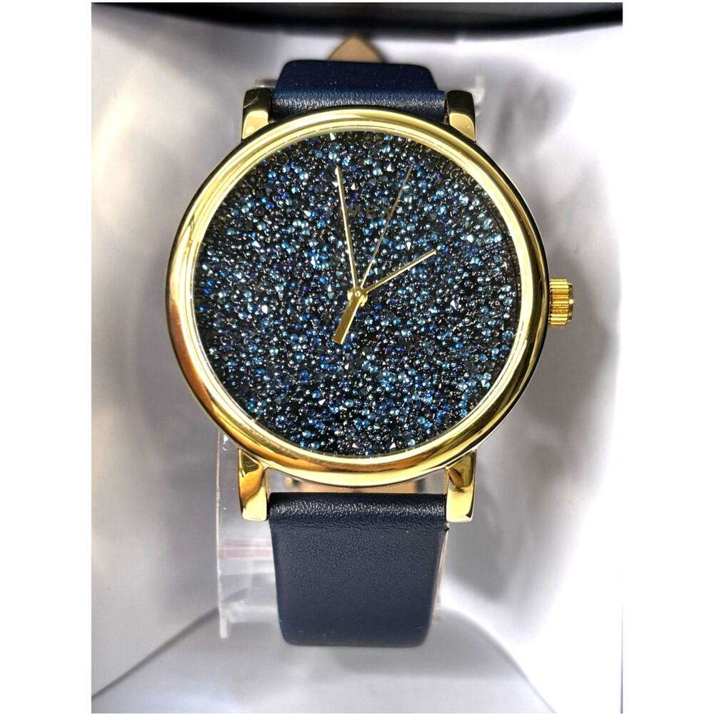 Timex Crystal Opulence Womens Watch Navy Blue Swarovski Crystals NIB TW2R98100